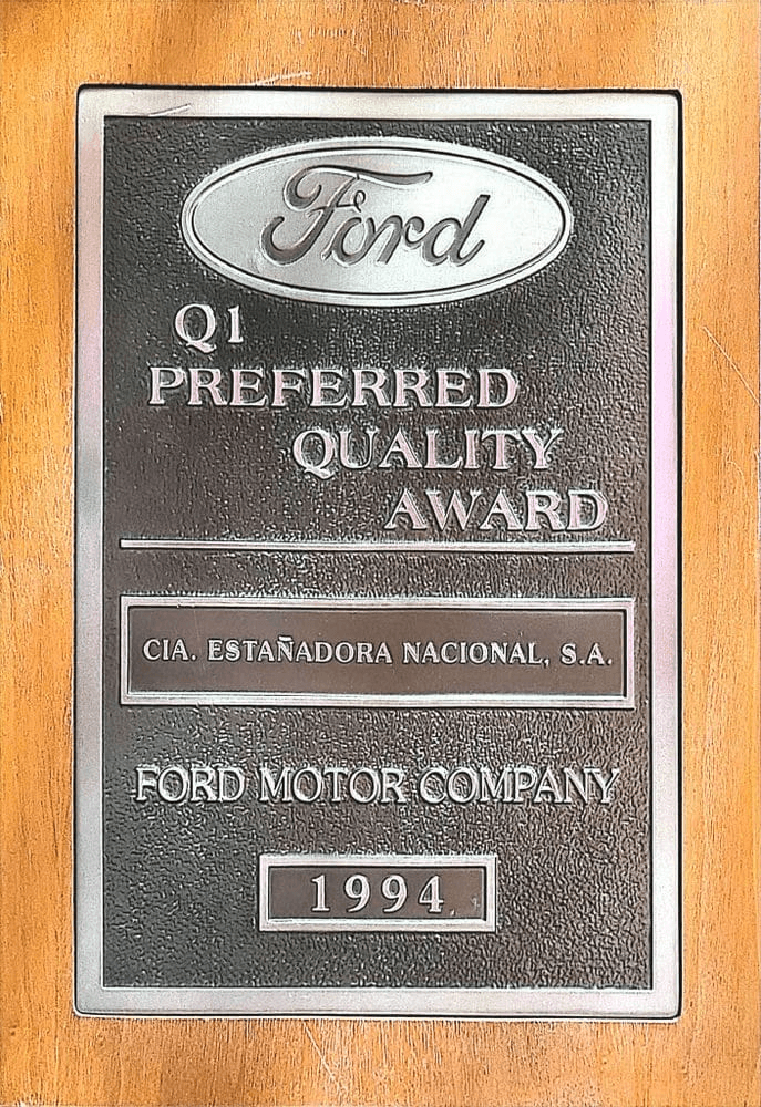 Ford Q1 preferred quality award certificate, 1994