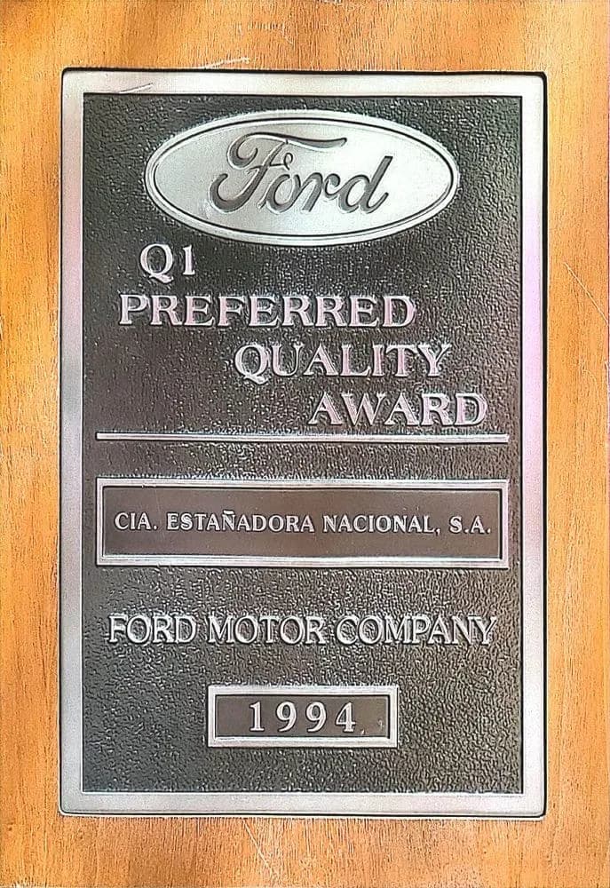 Ford Q1 preferred quality award certificate, 1994