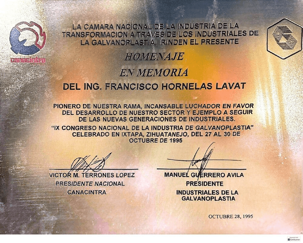 Canacintra Ixtapa tribute, IX Congress, 1995